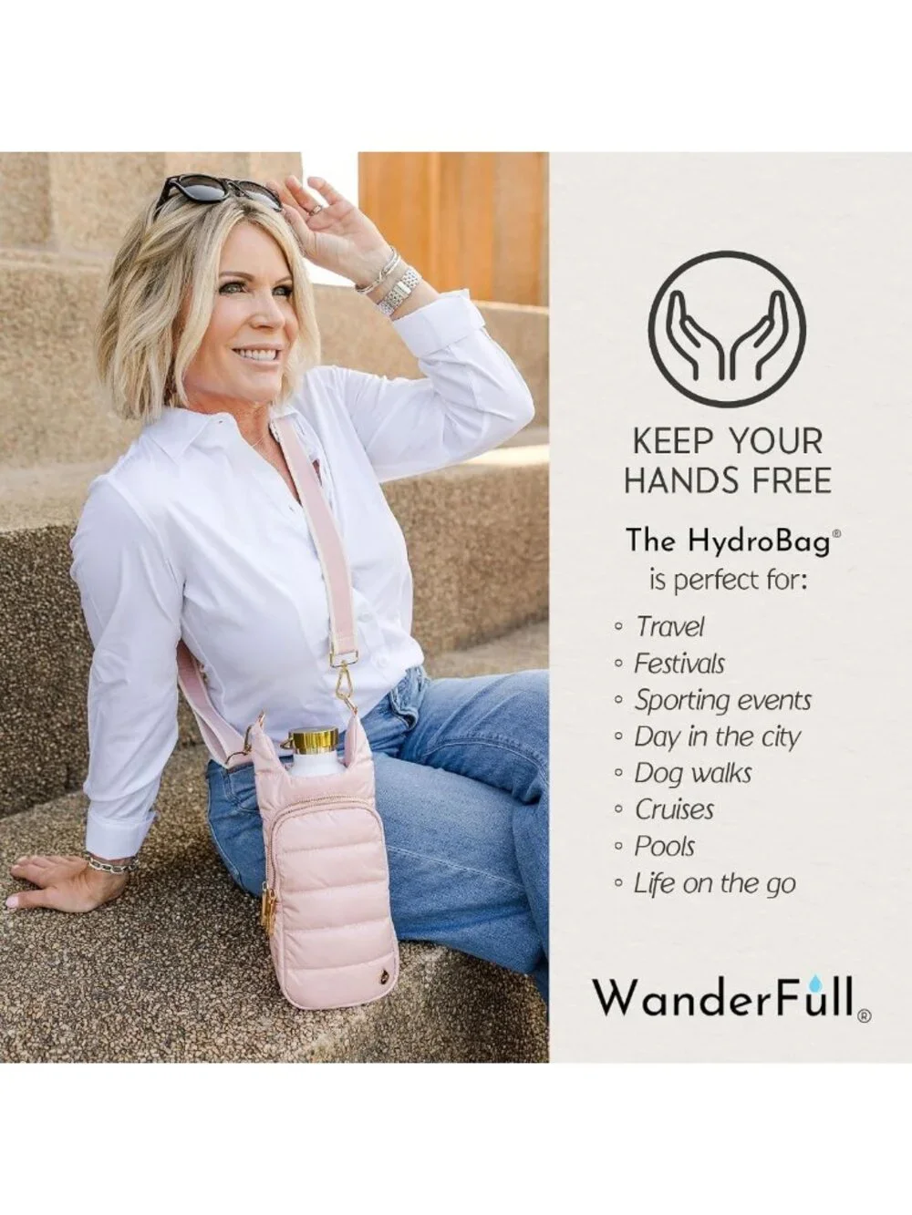 Hydro Crossbody Water Bottle Holder with Phone Pocket - Fits 32 oz Bottles